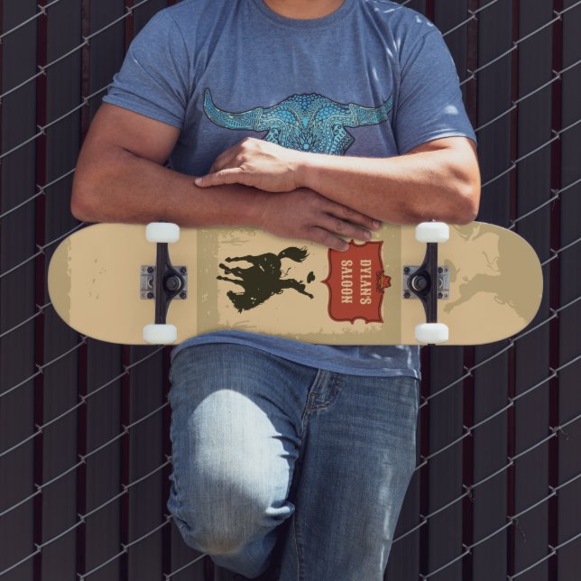 Western Cowboymonogram Rustic Namn Saloon Mini Skateboard Bräda 18,5 Cm (Utomhus 3)