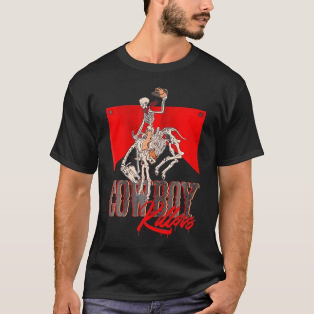 Western CowboyPunchy CowboyKillers Skull Skeleto T Shirt (Framsida)