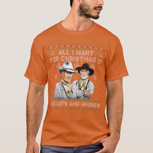 Western Cowboys Biscuits och Horor Julcitat T Shirt (Framsida)