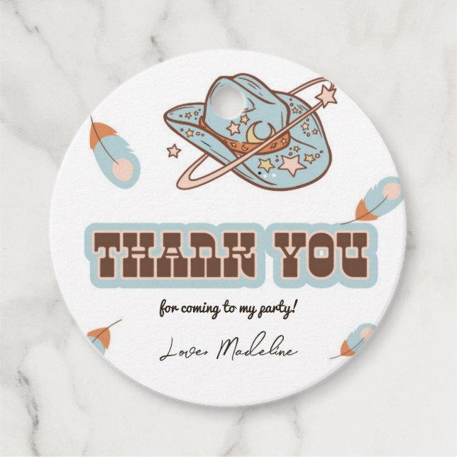 Western Cowboys Blue Birthday Circle Tack Märkre Gåvor Etiketter (Framsida)