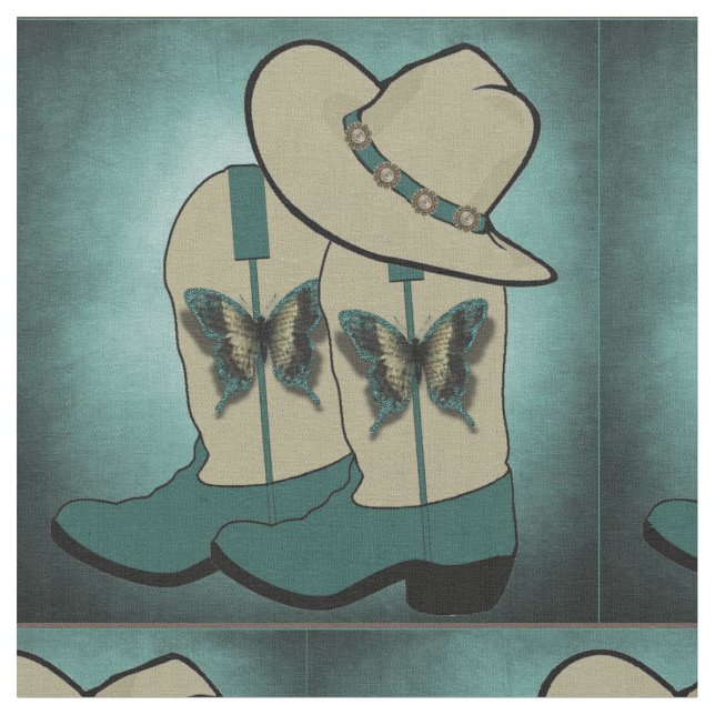 Western Cowboystart och cowboyshattfjäril Tyg (Närbild)