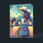 Western Cowgirl 40th Birthday Rodeo Anpassningsbar Kort<br><div class="desc">Art genom att dansa Cowgirl Designs för Rodeo Days Store.</div>