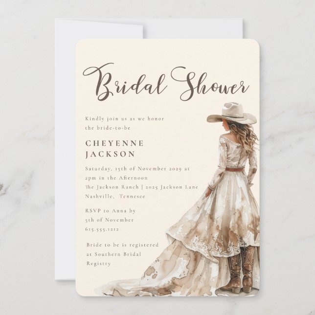 Western Cowgirl and Lace Bridal Shower  Invitation Inbjudningar (Framsida)