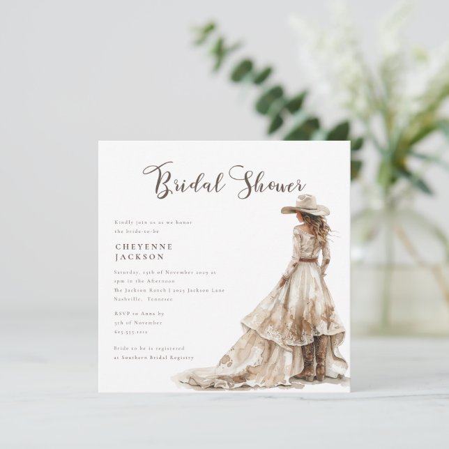 Western Cowgirl and Lace Cowboy Boots Baby Shower  Inbjudningar (Stående Fram)