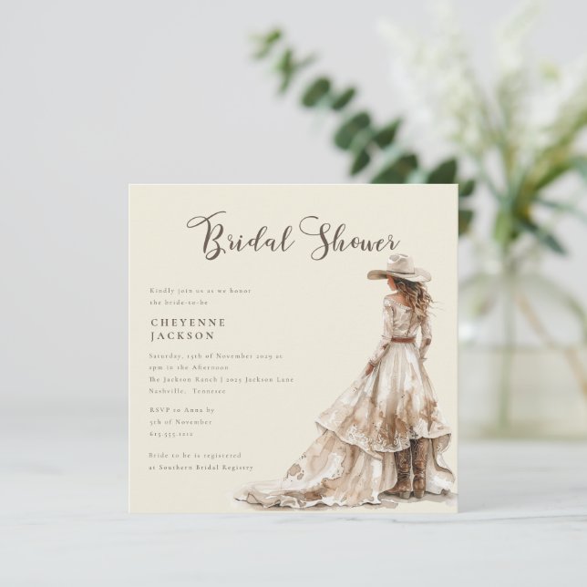 Western Cowgirl and Lace Cowboy Boots Baby Shower  Inbjudningar (Stående Fram)