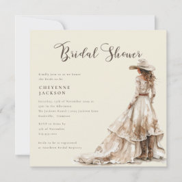 Western Cowgirl and Lace Cowboy Boots Baby Shower  Inbjudningar