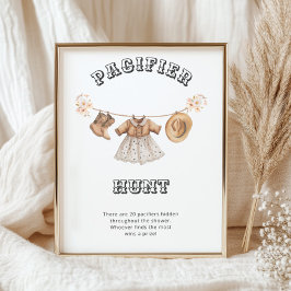 Western Cowgirl Baby Shower Nappar Hunt Poster