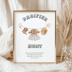 Western Cowgirl Baby Shower Nappar Hunt Poster