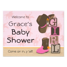 Western Cowgirl Baby Shower-skylt