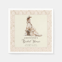 Western Cowgirl Boots and Lace Bridal Shower  Pappersservett