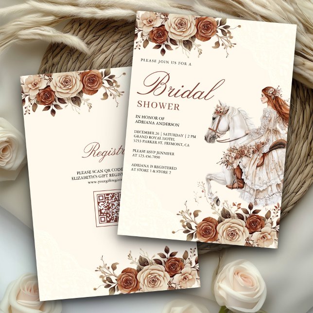 Western Cowgirl Bride Riding Horse Möhippa Inbjudningar (Skapare uppladdad)