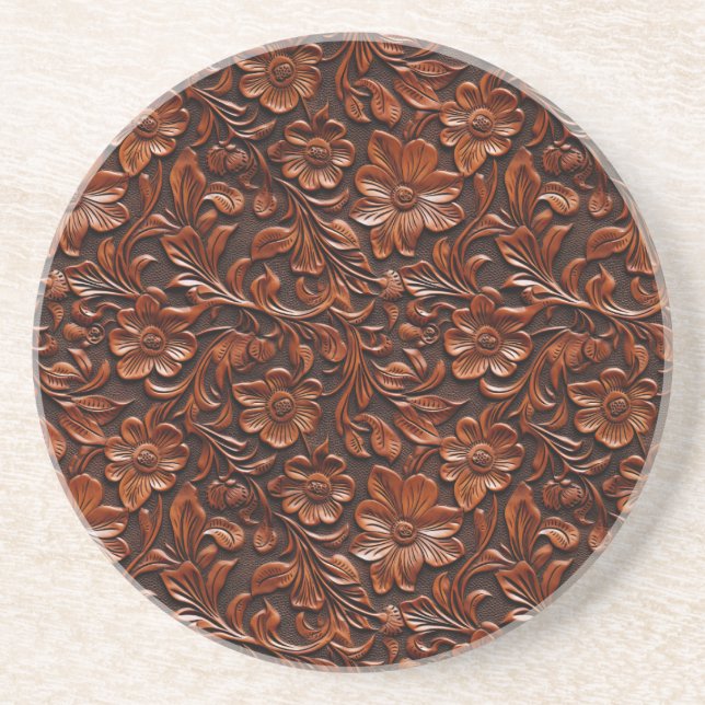 Western Cowgirl Brown Blommigt Underlägg (Framsidan)
