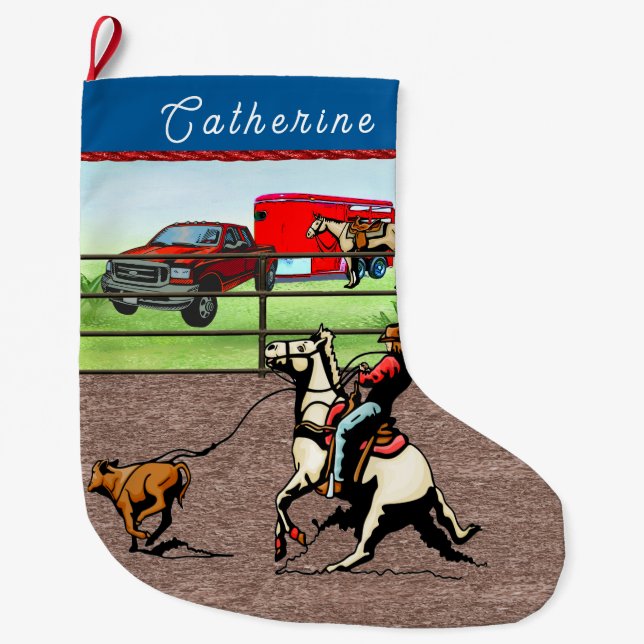 Western Cowgirl Calf Roping Stor Julstrumpa (Framsidan)