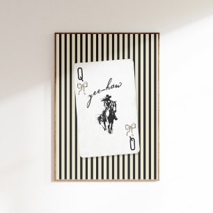 Western Cowgirl Drottning Poker Kort Affisch