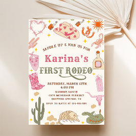 Western Cowgirl First Rodeo 1:a födelsedagen Party Inbjudningar