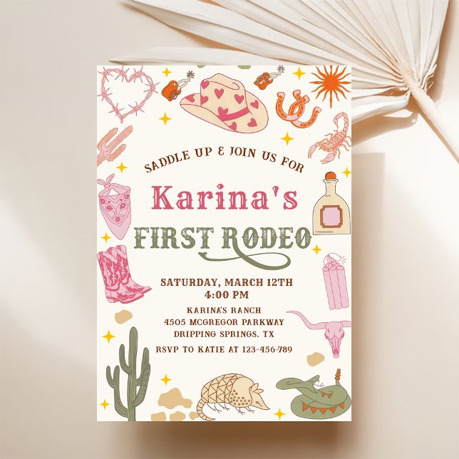 Western Cowgirl First Rodeo 1:a födelsedagen Party Inbjudningar (Skapare uppladdad)