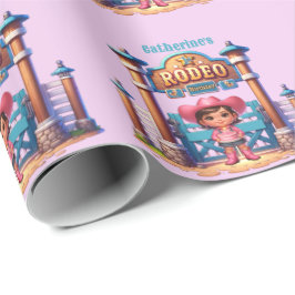 Western Cowgirl First Rodeo Birthday Anpassningsba Presentpapper