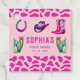 Western Cowgirl First Rodeo Rosa Girls Birthday Gåvor Etiketter