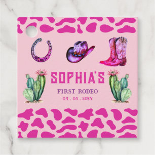 Western Cowgirl First Rodeo Rosa Girls Birthday Gåvor Etiketter