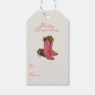 Western Cowgirl God jul to from Gift Märkre Presentetikett