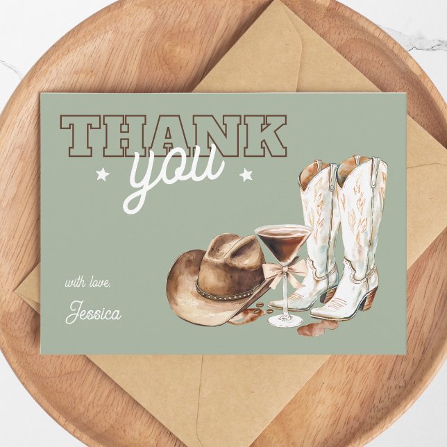 Western Cowgirl Green Dirty Thirty 30th Birthday Tack Kort (Western Cowgirl Green Dirty Thirty 30th Birthday Thank You Card)