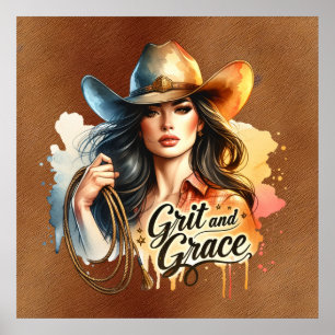 Western cowgirl grilla poster