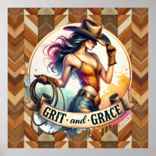 Western cowgirl grilla poster
