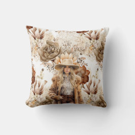 Western Cowgirl Horse Floral Kudde