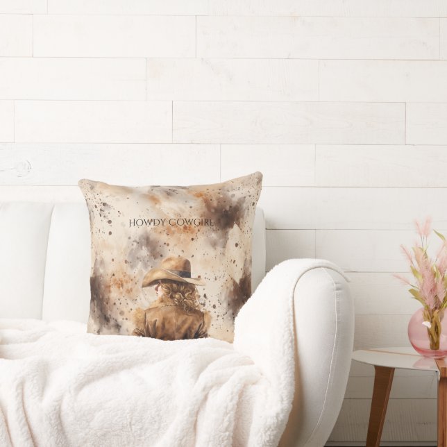 Western Cowgirl Horse Floral Kudde (Soffa)