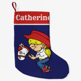 Western Cowgirl Kid On Stick Horse Liten Julstrumpa