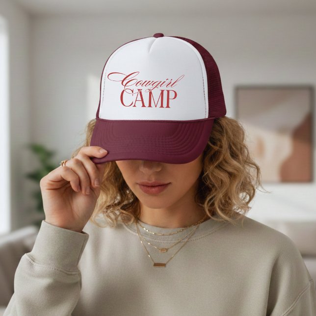 Western Cowgirl-läger Röd Möhippa Keps (Western Cowgirl Camp Red Bachelorette Trucker Hat)