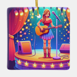 Western Cowgirl Land Singer-jul Julgransprydnad Keramik