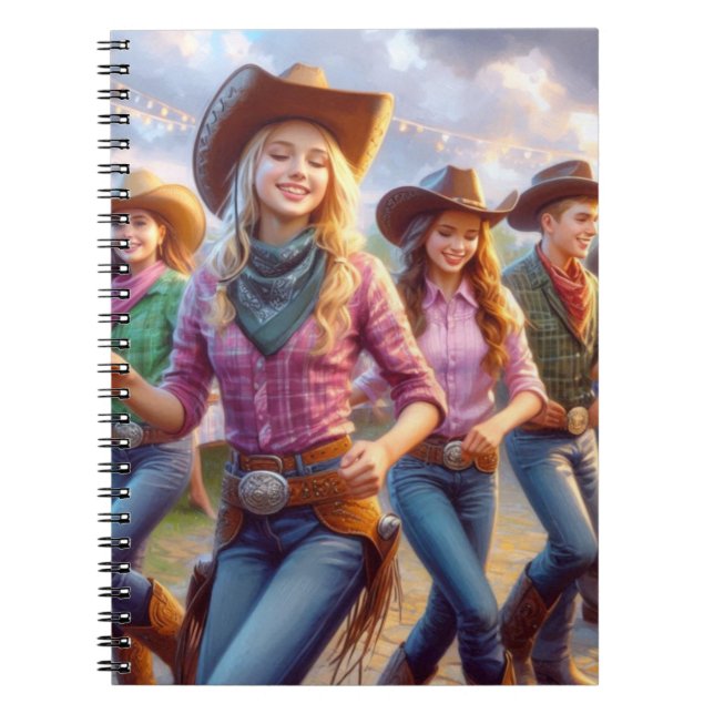 Western Cowgirl Line Dans  Anteckningsbok (Framsidan)
