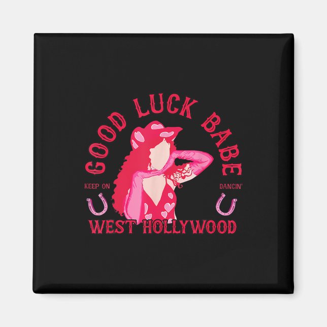 Western Cowgirl Lycka till Babe Dancing Disco Coqu Magnet (Framsidan)