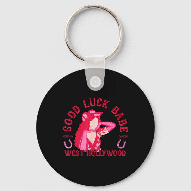 Western Cowgirl Lycka till Babe Dancing Disco Coqu Nyckelring (Framsida)
