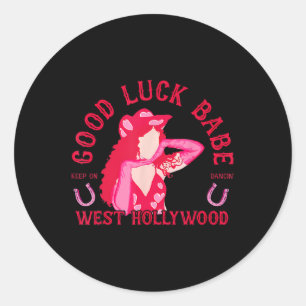 Western Cowgirl Lycka till Babe Dancing Disco Coqu Runt Klistermärke