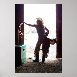 Western Cowgirl med Chaps and Rope Art Poster