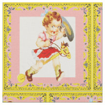 Western Cowgirl On Stick Horse Bandana Trim