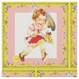 Western Cowgirl On Stick Horse Bandana Trim Tyg