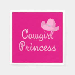 Western Cowgirl Princess med Rosa Hat Party Pappersservett