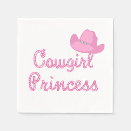 Western Cowgirl Princess med Rosa Hat Party Pappersservett