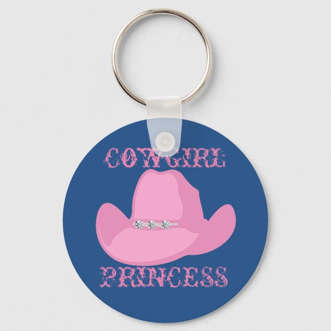 Western Cowgirl Princess Rosa Hat Nyckelring (Framsida)