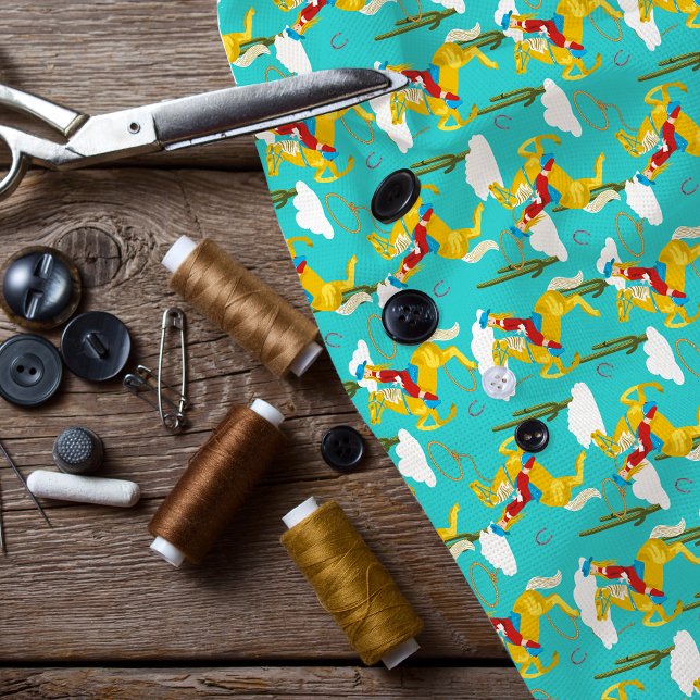 Western Cowgirl Retro Patterned Tyg (Skapare uppladdad)