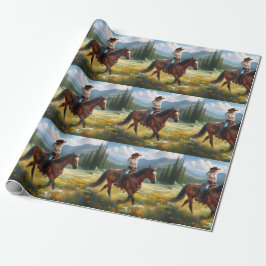 Western Cowgirl Riding Horse Presentpapper