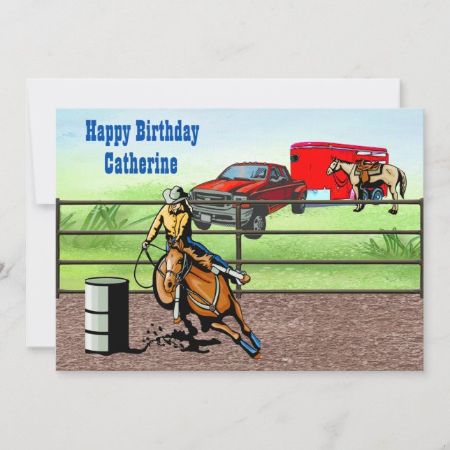 Western Cowgirl Rodeo Barrel Racer i Arena Inbjudningar (Framsida)