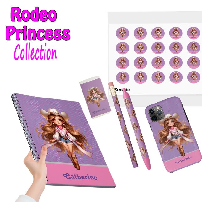 Western Cowgirl Rodeo Princess 1 Personlig Anteckningsbok (Rodeo Princess Collection  Notebook, pen, pencils, eraser, stickers and more)