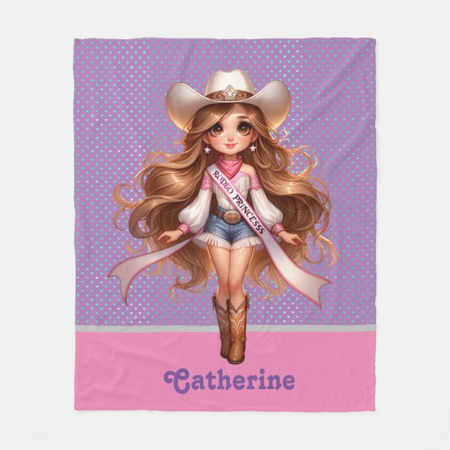 Western Cowgirl Rodeo Princess 1 Personlig Fleecefilt (Framsidan)