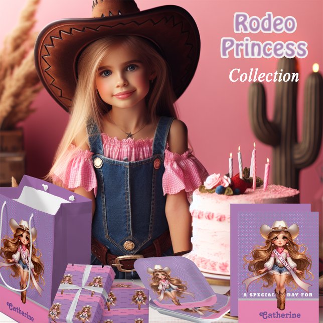 Western Cowgirl Rodeo Princess 1 Personlig Inbjudningar (Rodeo Princess collection cowgirl birthday party supplies and gift ideas)