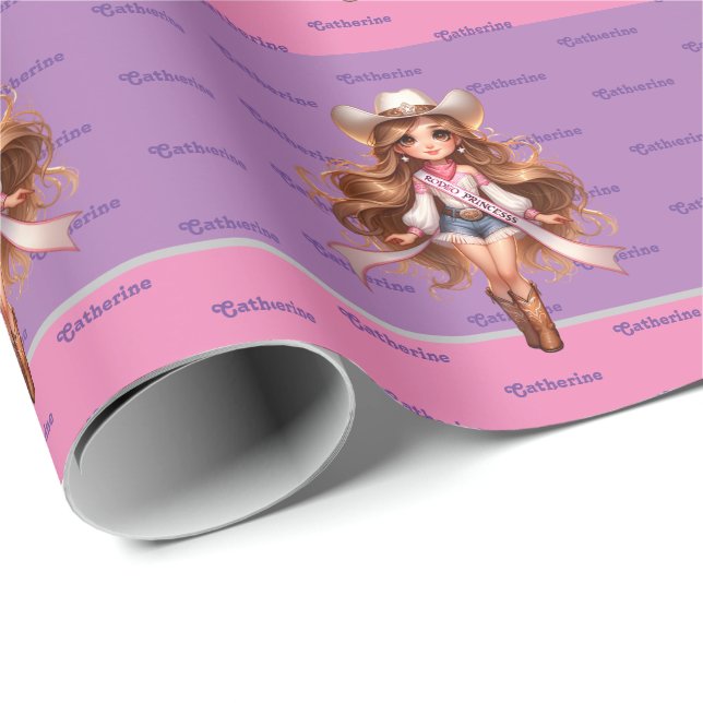 Western Cowgirl Rodeo Princess 1 Personlig Presentpapper (Rullad Hörn)