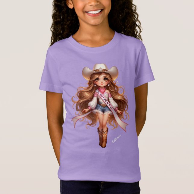 Western Cowgirl Rodeo Princess Anpassningsbar T Shirt (Framsida)